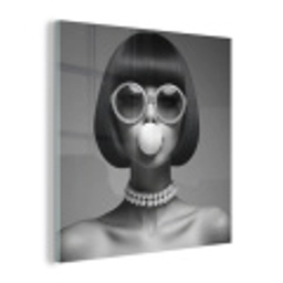 Vrouw - Zwart Wit - Ketting - Zonnebril plexiglas 5mm klein -z3d