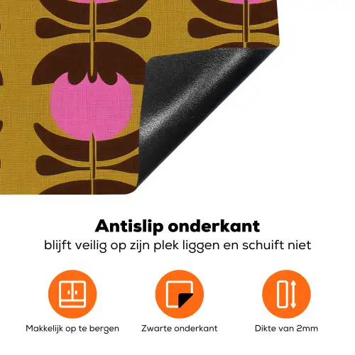 Abstract - Bloemen - Roze Inductie beschermer vinyl 3mm klein 276 -zzzzzzz-td-onderkant