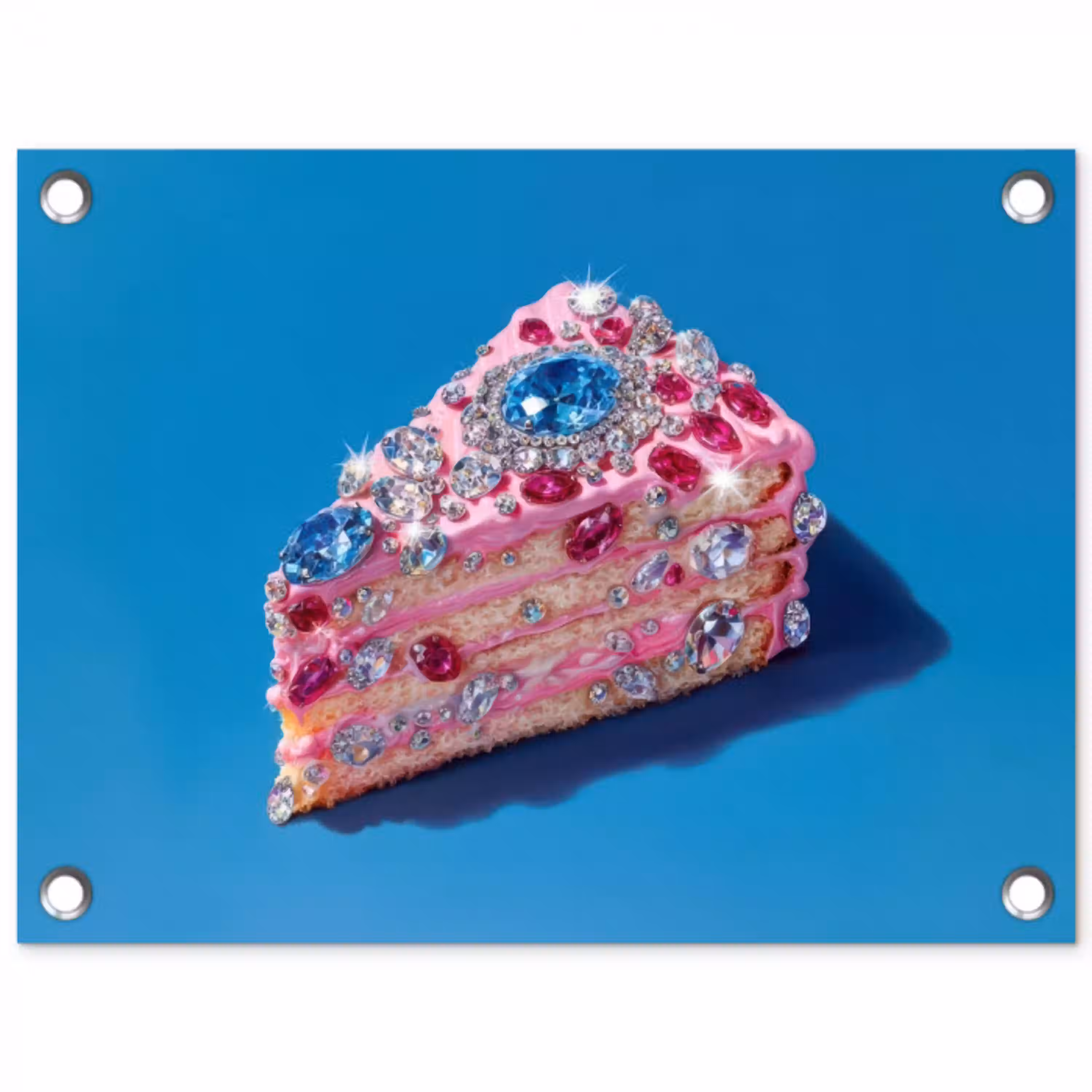 Taart - Edelstenen - Glitters - Roze tuinposter los doek klein -3d