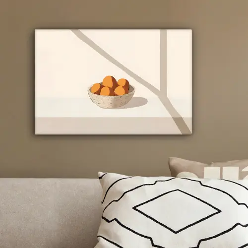 Mand - Fruit - Minimalistisch - Oranje canvas 2cm klein -sfeer3