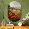 Klaprozen - Rood - Heuvels - Landschap Wandcirkel Ovaal Glas middel -sfeer2