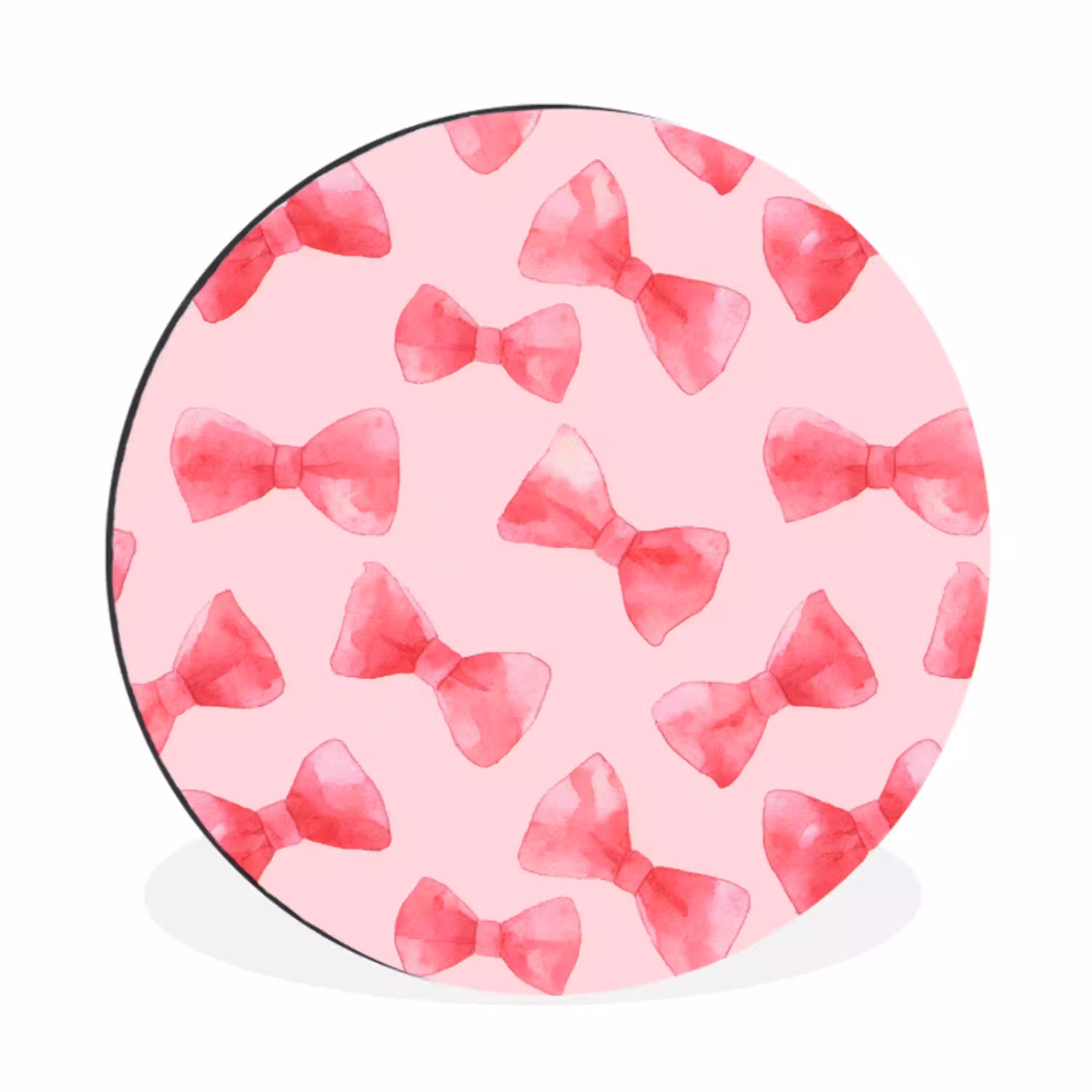 Strikken - Aquarel - Roze Wandcirkel aluminium klein 190 -3d