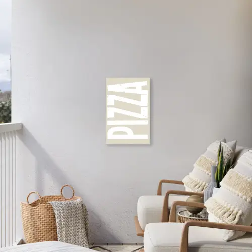 Pizza - Decoratie - Japandi - Wit Tuinposter op houten frame 2 cm dik klein -sfeer1