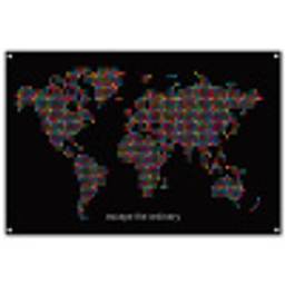 Stippen - Wereldkaart - Kleurrijk tuinposter los doek groot -3d