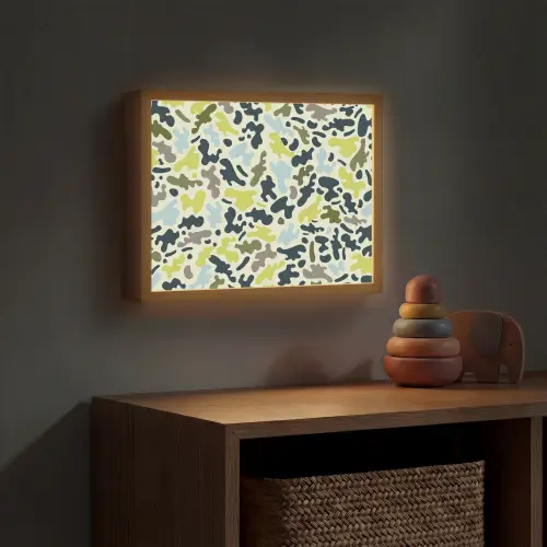 Camouflage - Groen - Blauw - Jongens - Kinderen Light Box met batterij (Wandlamp kind) middel -sfeer5_kind