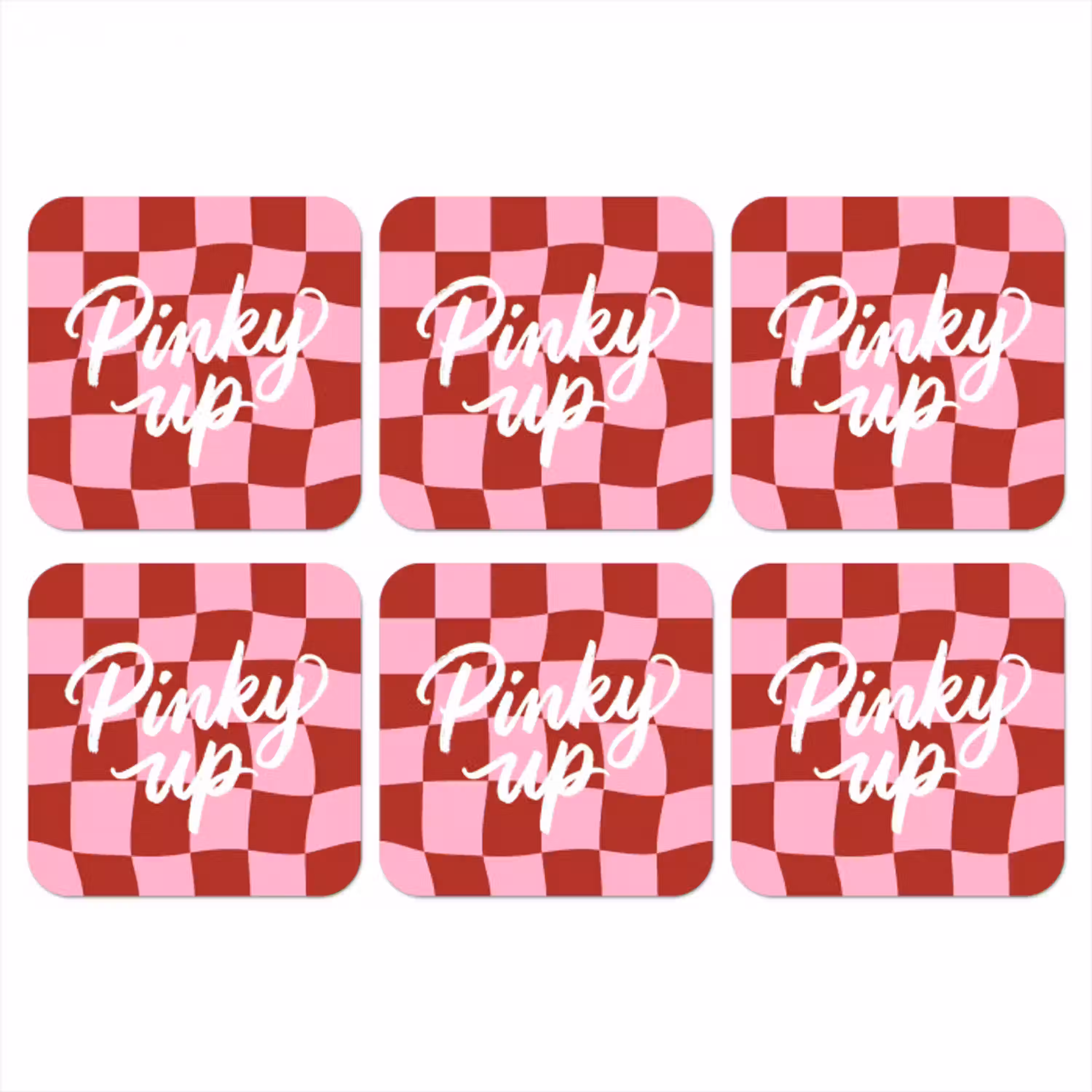 Pinky up - Geblokt - Bordeauxrood onderzetter kurk middel -3d