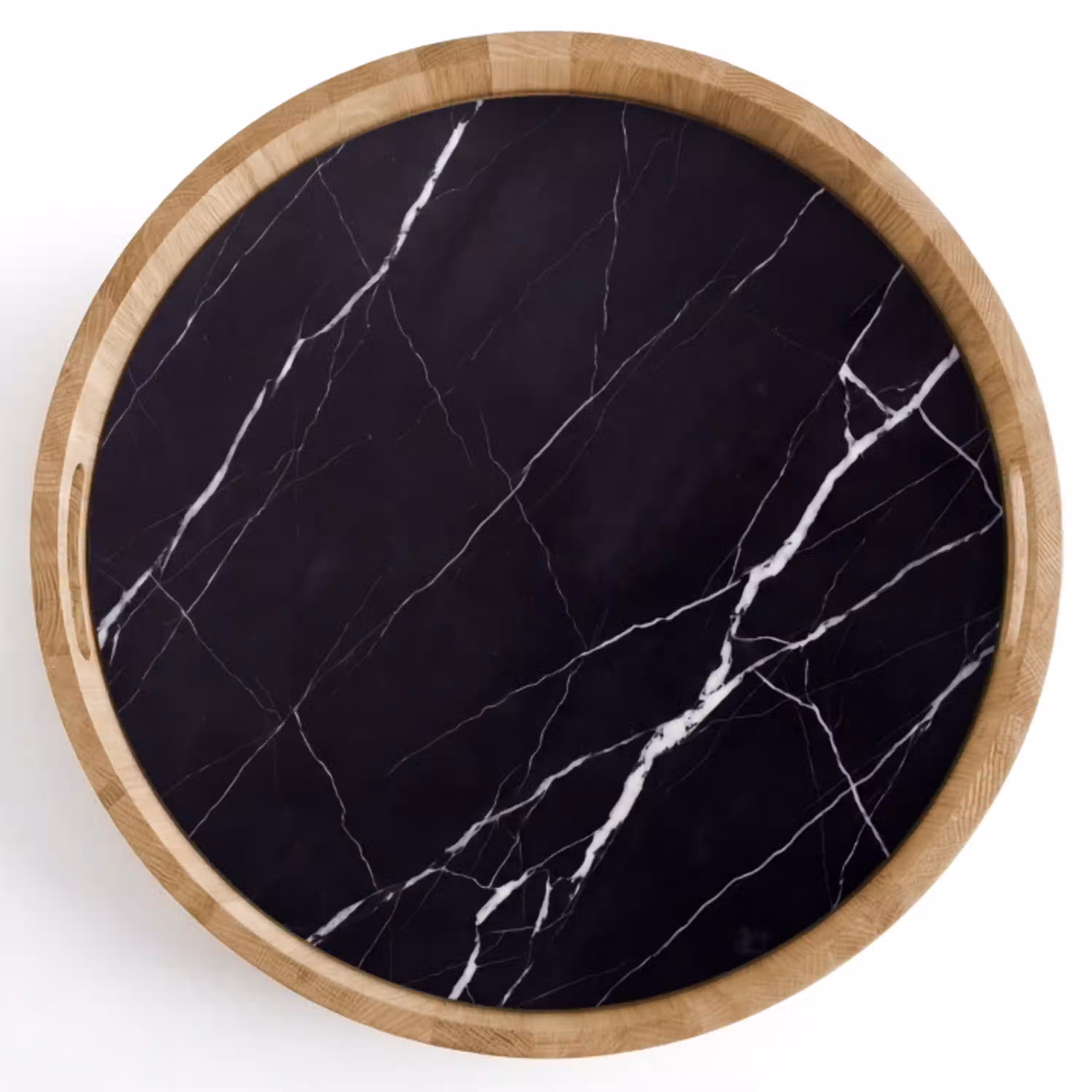 Marmer - Patroon - Abstract - Modern - Zwart Dienblad Rond middel -z3d_shopping
