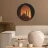 Moskee - Oranje lucht - Islamitisch Akoestische PET Vilt - Rond klein -sfeer1