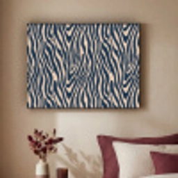 Zebra - Patroon - Blauw - Beige Textielframe zwart klein 947 -sfeer1