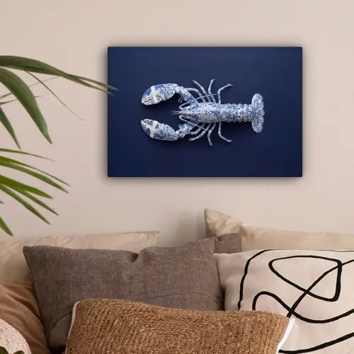 Kreeft - Porselein - Delfts - Blauw canvas 2cm klein -sfeer1