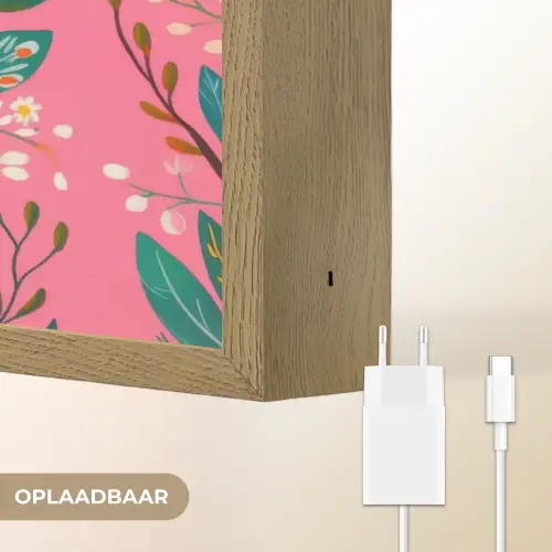 Roze - Bloemen - Wit - Oranje Light Box met batterij (Wandlamp) middel -USP_websiteoplaadbaarNL