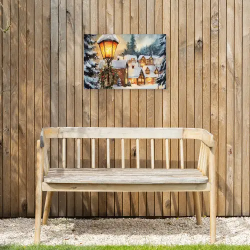 Kerstdorp - Huizen - Sneeuw - Kerst Tuinposter op houten frame 2 cm dik klein -sfeer4