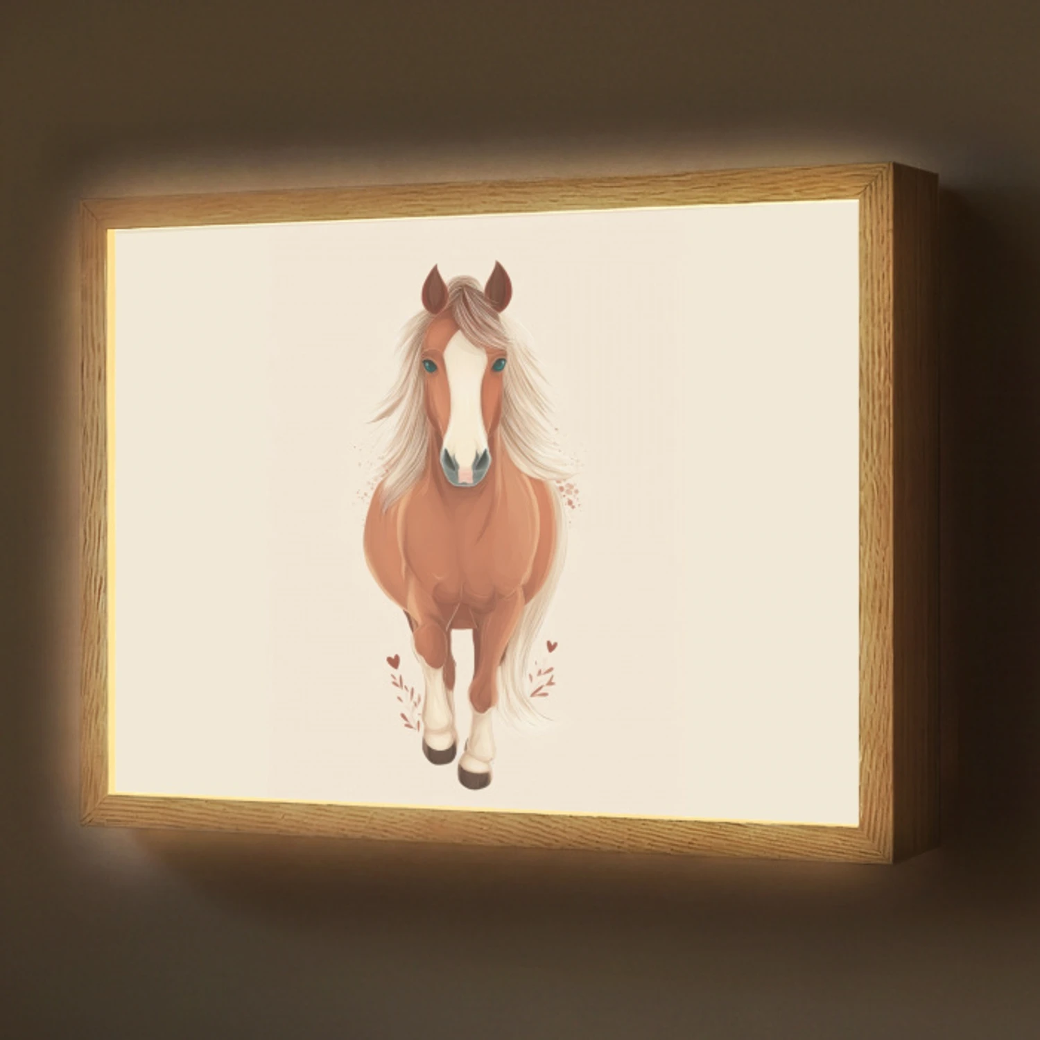 Paard - Galop - Bruin Light Box met batterij (Wandlamp) middel -z3d_website