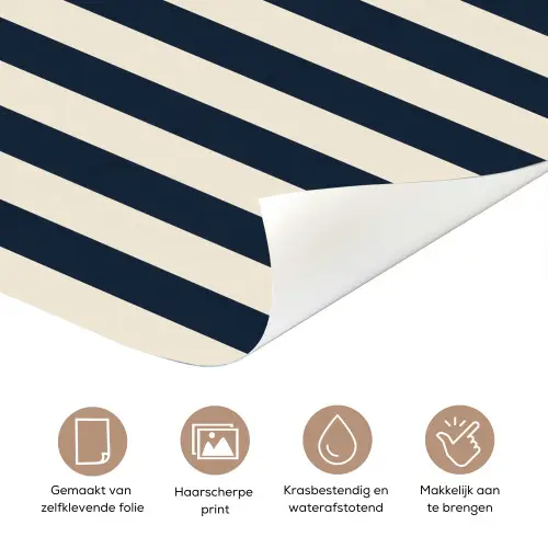 Verticale strepen - Blauw - Crème deurposter klein 289 -closeup_NL