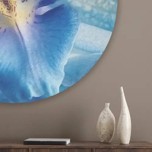 Blauw - Orchidee - Elegeant Akoestische PET Vilt - Rond klein -sfeer5_closeup