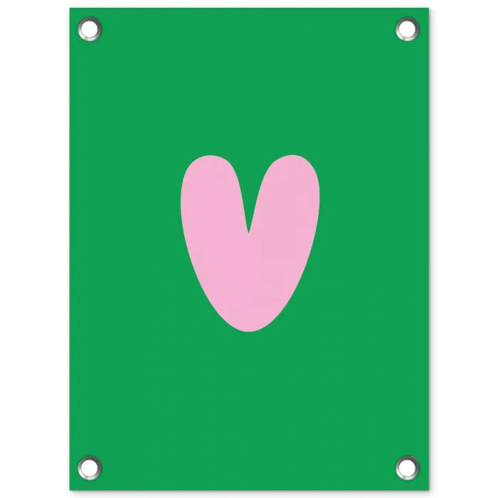 Groen - Hart - Minimalistisch - Valentijn tuinposter los doek klein -3d