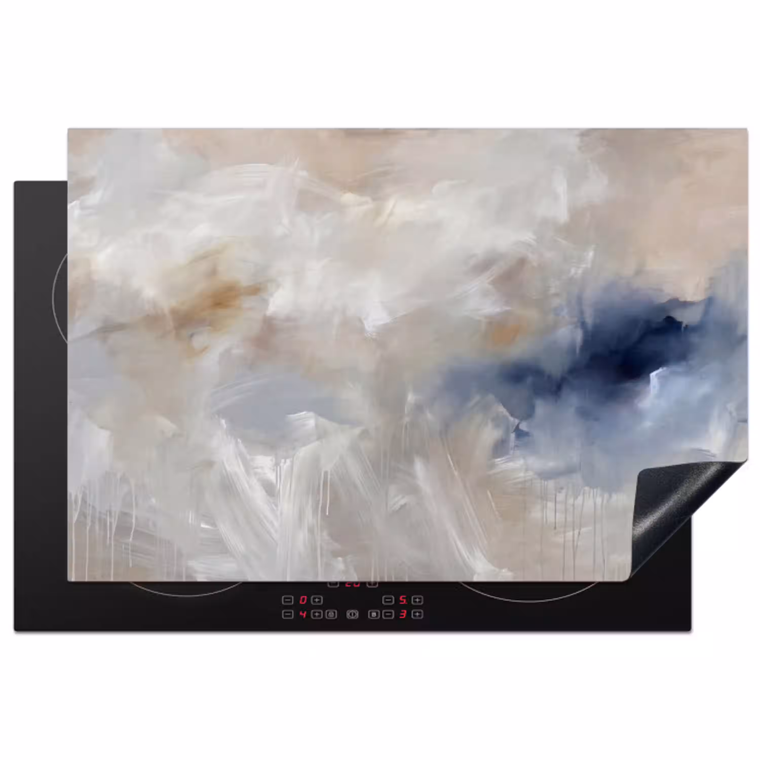 Abstract - Wolken - Sfeer - Modern - Beige Inductie beschermer vinyl 3mm klein -3d