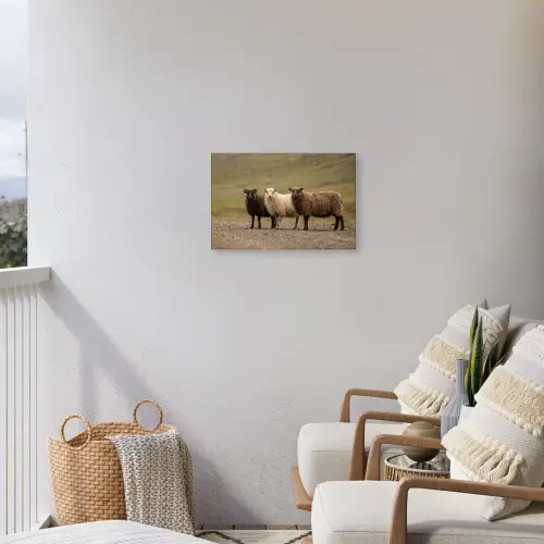 Schapen - Bruin - Wit - Grindpad Tuinposter op houten frame 2 cm dik klein -sfeer1