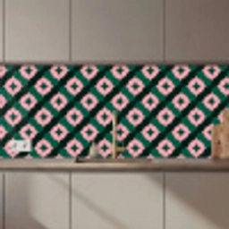 Groen - Roze - Retro - Sterren keuken achterwand 2 middel 871 zz_3dshopping
