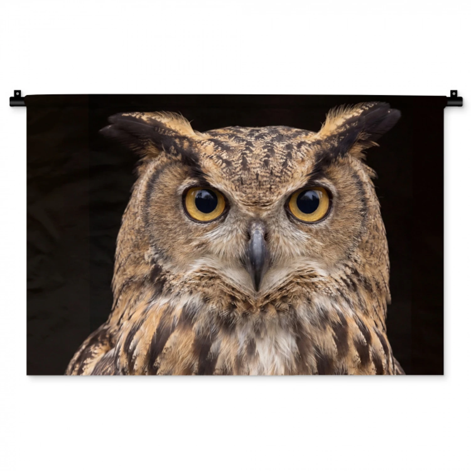 Oehoe - Uil - Portret - Bruin Wandkleed katoen middel -zz3d