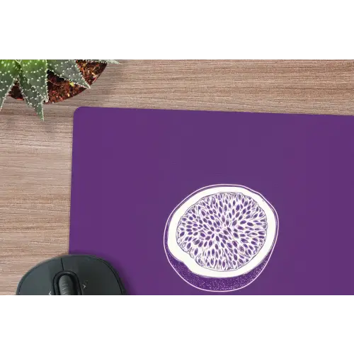 Passievrucht - Zaadjes - Paars - Minimalistisch muismat rubber klein -closeup