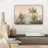 Tropisch landschap - palmbomen - Bloemen - Roze lucht canvas 2cm klein -sfeer6