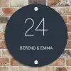 Effen blauw - Klassiek Naambord Rond klein -sfeer2