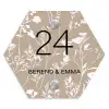 Beiges Blumenmuster - Klassisch Naambord Hexagon klein -3d