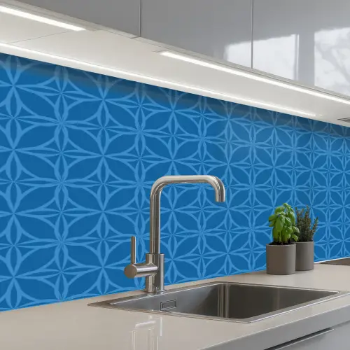 Kompas - Blauw - Patronen keuken achterwand 2 middel 871 -3d_schuin