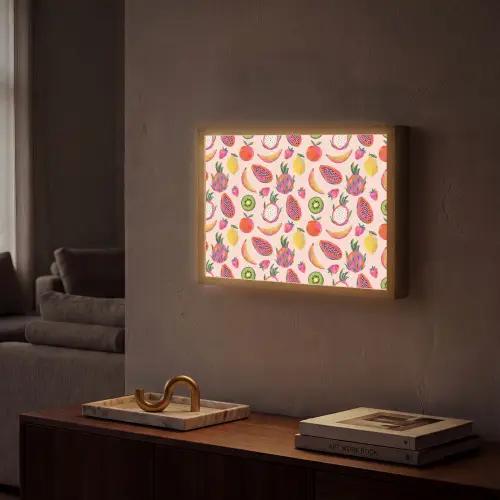 Roze - Kleuren - Fruit - Patroon Light Box met batterij (Wandlamp) middel 907 -sfeer1
