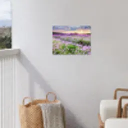 Lavendelvelden bij zonsondergang tuinposter los doek klein -sfeer8