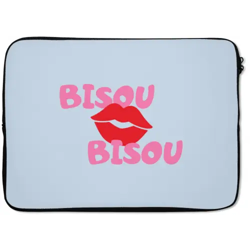 Lippen - Bisou - Blauw laptophoes neopreen klein -zkaufland3dotto