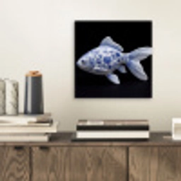 Porselein - Goudvis - Delfts - Blauw aluminium wit klein -sfeer1