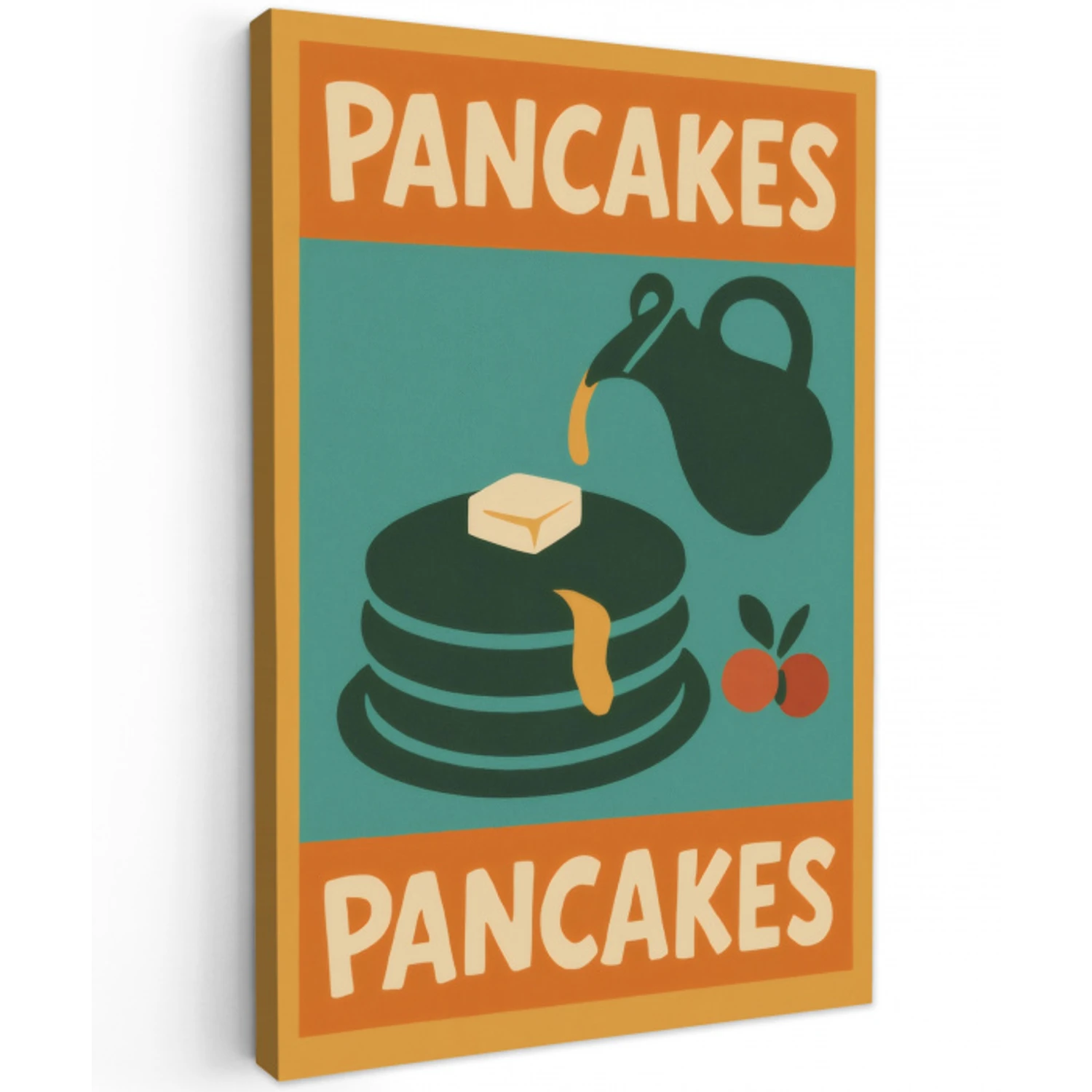Pannenkoeken - Siroop - Illustratie - Oranje Tuinposter op houten frame 2 cm dik klein -3d
