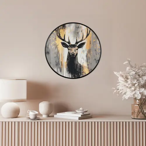 Abstract - Hert - Gewei - Goud Fotolijst rond zonder passe partout klein -sfeer3