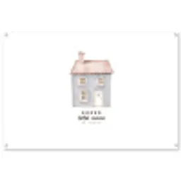 Lichtblauw - Huisje - Mama - Tekst tuinposter los doek groot -3d