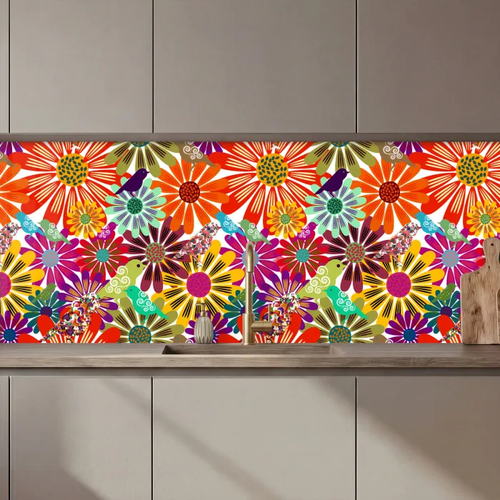 Regenboog - Bloemen - Patronen - Hippie keuken achterwand 2 middel 871 zz_3dshopping