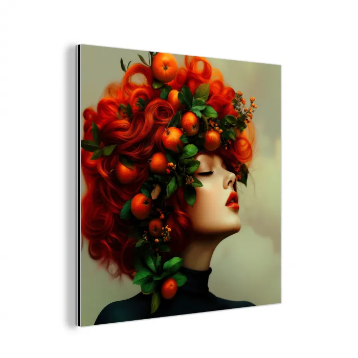 Vrouw - Appels - Rood - Bladeren aluminium wit klein -3d