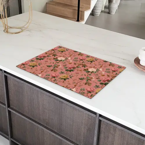 Klassiek - Botanisch - Roze Inductie beschermer vinyl 3mm klein 276 -sfeer8