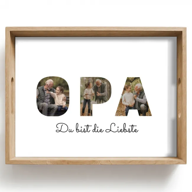 Personalisierte Tablett - Opa - Buchstaben-Collage