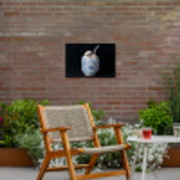 Kokosnoot - Eten - Delfts blauw - Drinken Tuinposter op houten frame 2 cm dik klein -sfeer3