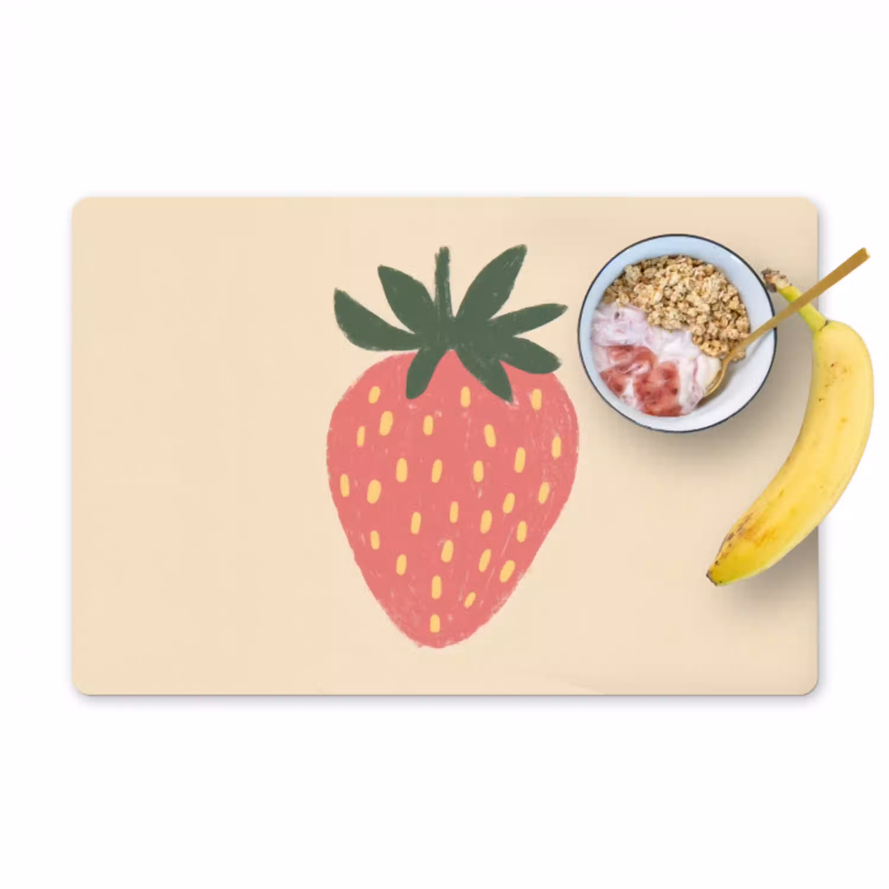 Aardbei - Minimalistisch - Rood - Fruit Placemat vinyl groot -zzzproduct_Kitchenyeah-website