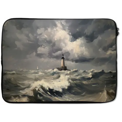 Vuurtoren - Golven - Storm laptophoes neopreen klein -zkaufland3dotto