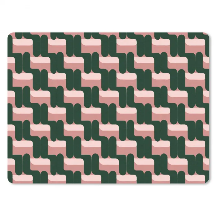 Vlechtpatroon - Groen - Roze - Geometrisch muismat rubber klein 262 -3d