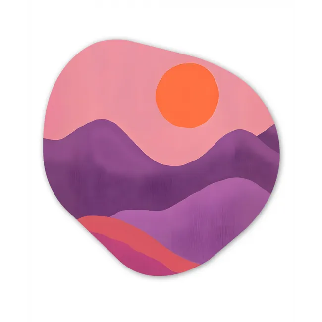 Zon - Heuvels - Paars - Abstract Wandcirkel Organisch Forex 3mm klein -3d