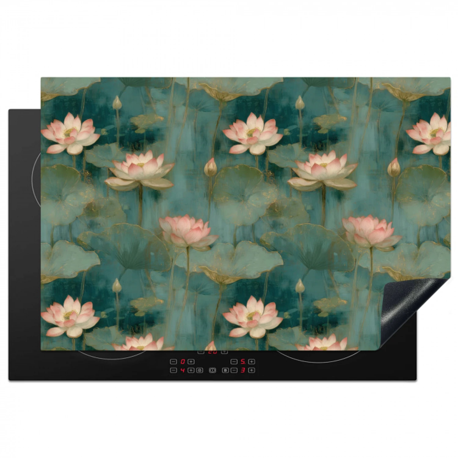 Botanisch - Bloemen - Roze Inductie beschermer vinyl 3mm klein 276 -3d