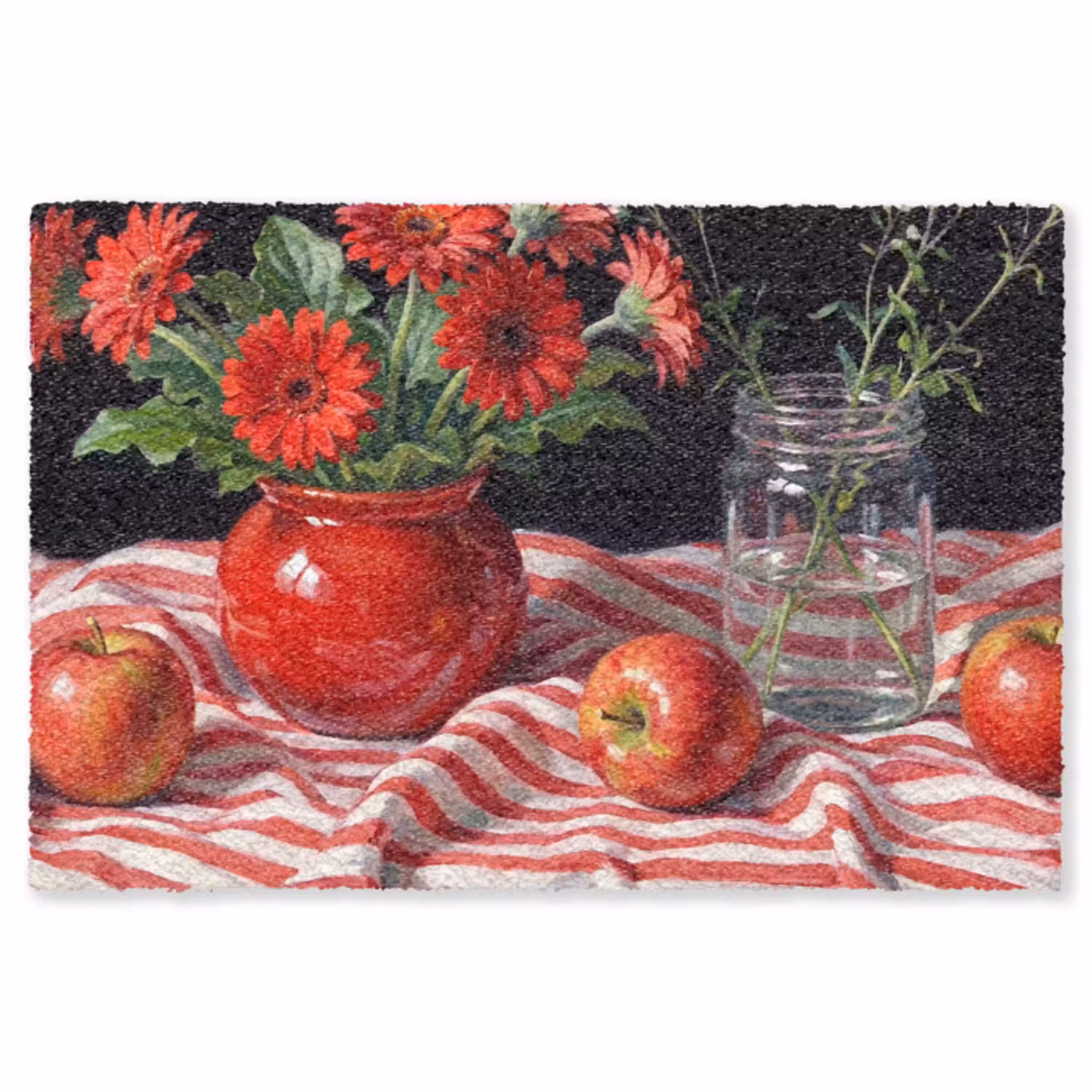 Rode bloemen - Vaas Vloerkleed Rechthoek klein -3d