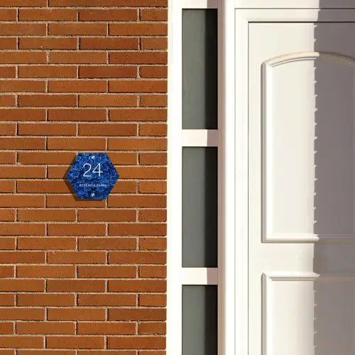 Blauwe rozen - Klassiek Naambord Hexagon klein -sfeer3-hexagon-XS