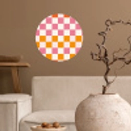 Vierkant - Patroon - Oranje Wandcirkel behangsticker klein 186 -sfeer1