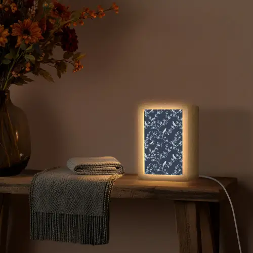 Grafisch - Bloesemtak - Blauw Light Box met kabel (Tafellamp) klein 925 -sfeer4